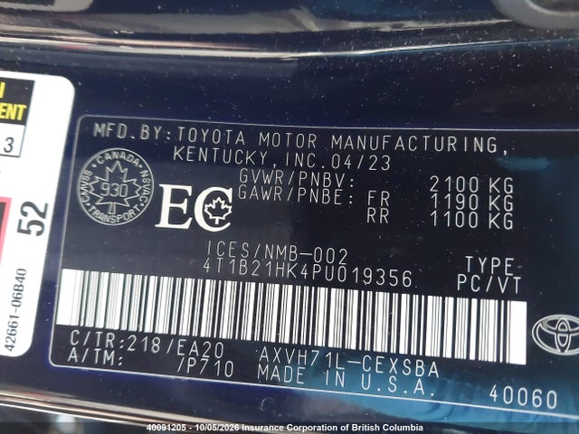 Продаж на аукціоні авто 2023 Toyota Camry, vin: 4T1B21HK4PU019356, номер лоту: 40091205