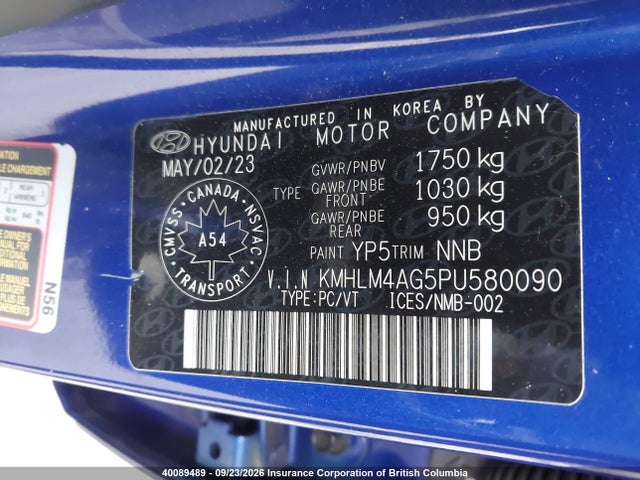 Продажа на аукционе авто 2023 Hyundai Elantra Sel, vin: KMHLM4AG5PU580090, номер лота: 40089489