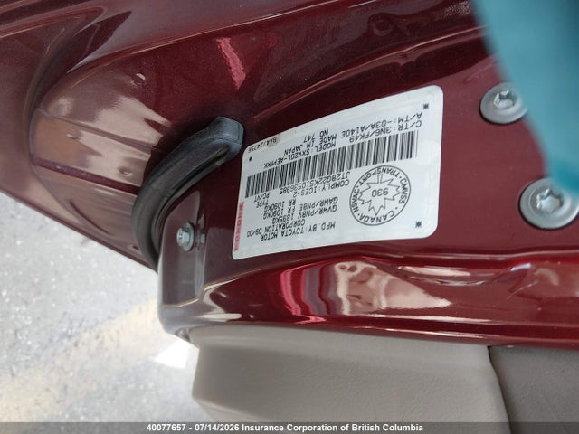 Aukcja sprzedaży 2001 Toyota Camry Ce/le/xle, vin: JT2BG22K510536385, numer aukcji: 40077657