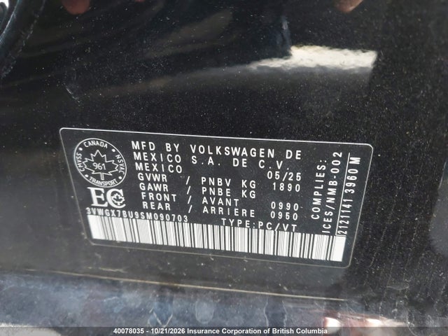 Volkswagen Jetta Highline 2025 3VWGX7BU9SM090703 Image 9