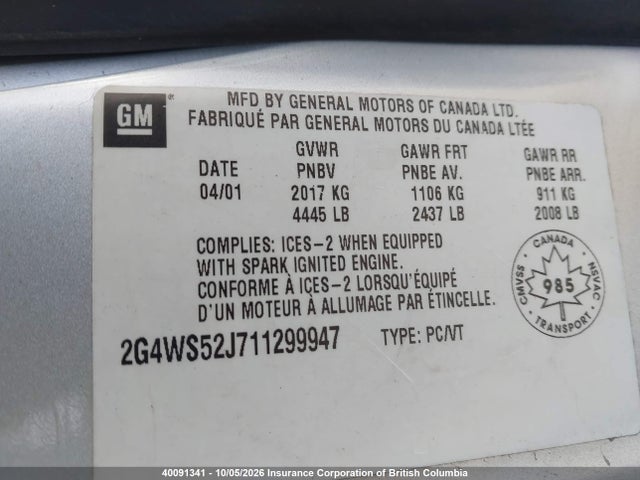Продажа на аукционе авто 2001 Buick Century Custom, vin: 2G4WS52J711299947, номер лота: 40091341
