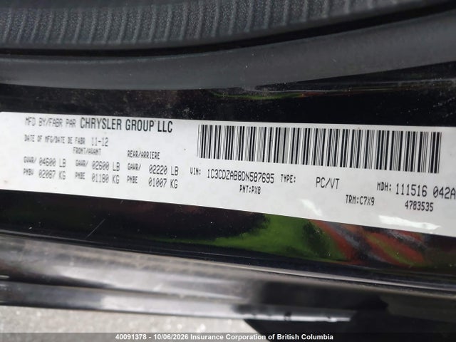 Продаж на аукціоні авто 2013 Dodge Avenger Se, vin: 1C3CDZAB8DN587695, номер лоту: 40091378