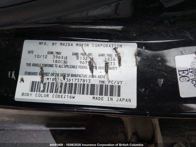 Auction sale of the 2013 Mazda 3 I, vin: JM1BL1UF3D1737813, lot number: 40091408