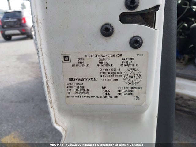 2001 Chevrolet Silverado K1500 მანქანა იყიდება აუქციონზე, vin: 1GCEK19V51E137444, აუქციონის ნომერი: 40091414