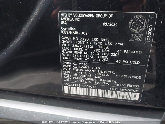 Aukcja sprzedaży 2024 Volkswagen Id.4, vin: 1V2JSPE83RC005046, numer aukcji: 40091423