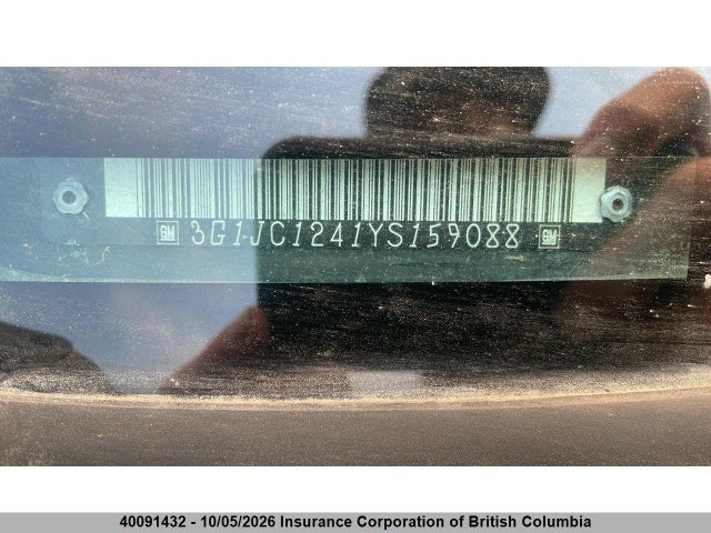 40091432 :رقم المزاد ، 3G1JC1241YS159088 vin ، 2000 Chevrolet Cavalier مزاد بيع