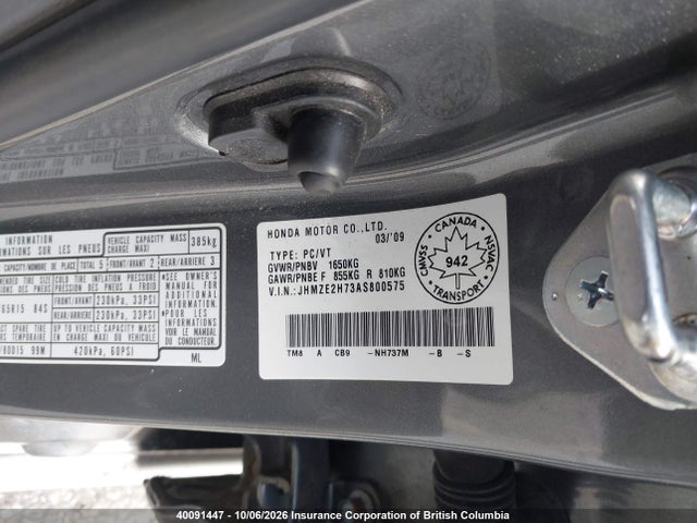 40091447 :رقم المزاد ، JHMZE2H73AS800575 vin ، 2010 Honda Insight Ex مزاد بيع