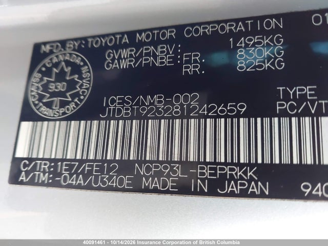 Aukcja sprzedaży 2008 Toyota Yaris, vin: JTDBT923281242659, numer aukcji: 40091461