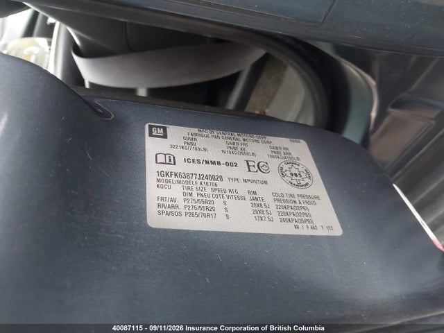 Продажа на аукционе авто 2007 Gmc Yukon Denali Denali, vin: 1GKFK63877J240020, номер лота: 40087115