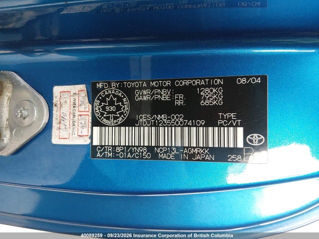 Продаж на аукціоні авто 2005 Toyota Echo, vin: JTDJT123550074109, номер лоту: 40089259
