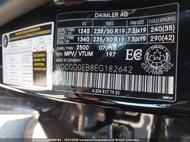 WDCGG0EB8EG182642 Mercedes-Benz Glk 250 Bluetec 4matic