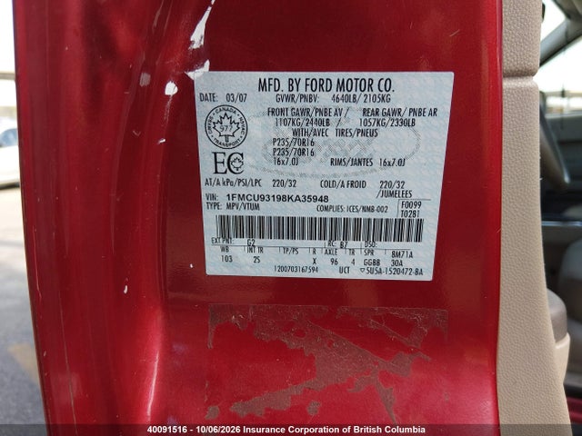 Aukcja sprzedaży 2008 Ford Escape Xlt, vin: 1FMCU93198KA35948, numer aukcji: 40091516