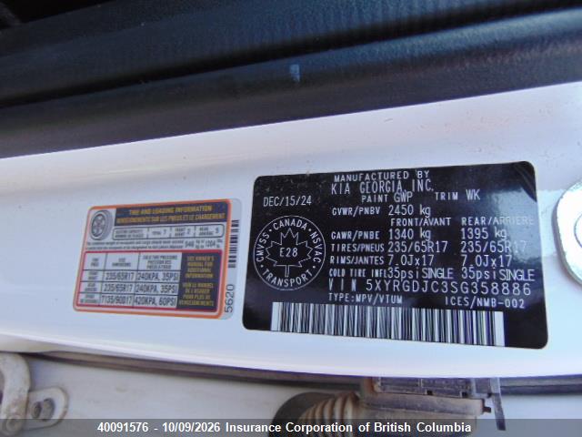 Aukcja sprzedaży 2025 Kia Sorento Lx, vin: 5XYRGDJC3SG358886, numer aukcji: 40091576