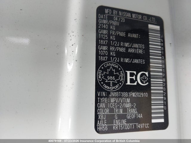 Продаж на аукціоні авто 2023 Nissan Rogue Sv, vin: JN8BT3BB1PW202910, номер лоту: 40079169