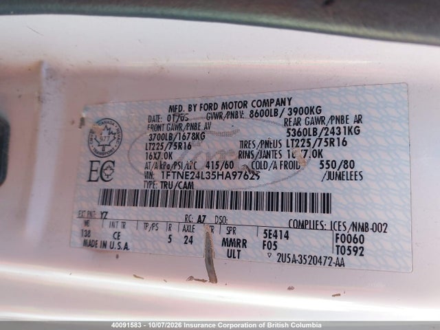 Продажа на аукционе авто 2005 Ford E-series, vin: 1FTNE24L35HA97629, номер лота: 40091583