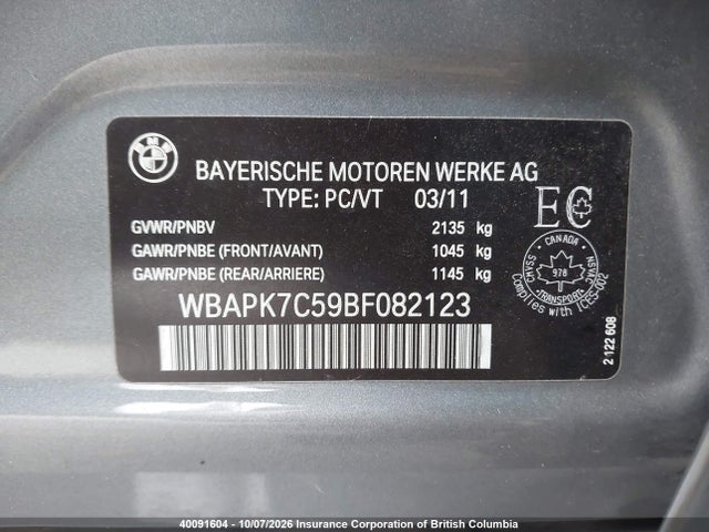 Aukcja sprzedaży 2011 Bmw 328i, vin: WBAPK7C59BF082123, numer aukcji: 40091604