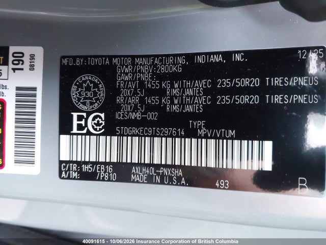 Продаж на аукціоні авто 2026 Toyota Sienna Xse Fwd 7-pass, vin: 5TDGRKEC9TS297614, номер лоту: 40091615