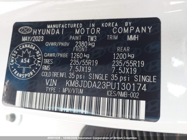 Aukcja sprzedaży 2023 Hyundai Tucson Luxury/ultimate, vin: KM8JDDA23PU130174, numer aukcji: 40091639