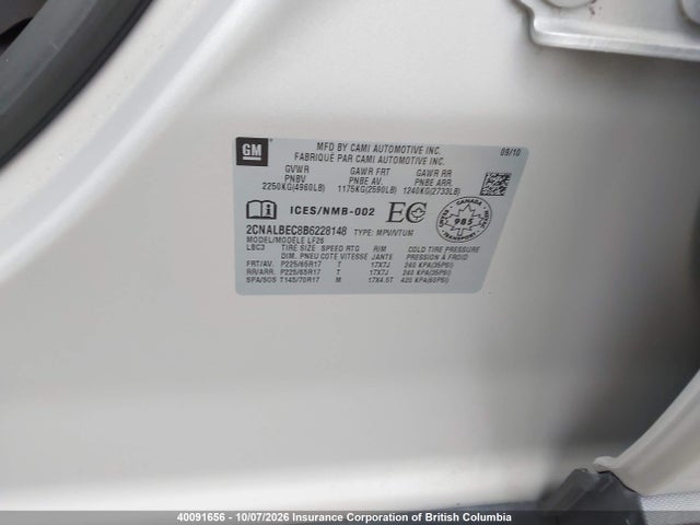 Продажа на аукционе авто 2011 Chevrolet Equinox Ls, vin: 2CNALBEC8B6228148, номер лота: 40091656