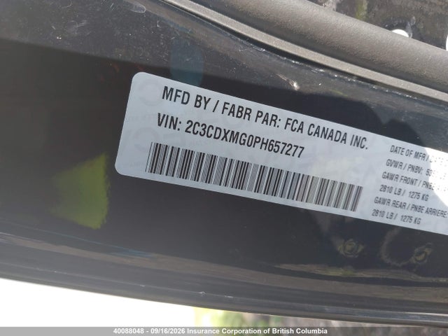 40088048 :رقم المزاد ، 2C3CDXMG0PH657277 vin ، 2023 Dodge Charger Gt مزاد بيع