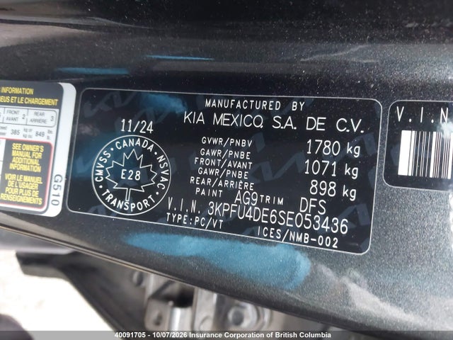 3KPFU4DE6SE053436 KIA K4 Ex/ex+