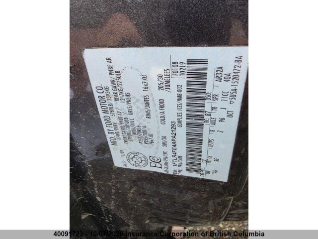 40091723 :رقم المزاد ، 1FTLR4FE4APA21293 vin ، 2010 Ford Ranger Sport/xlt مزاد بيع