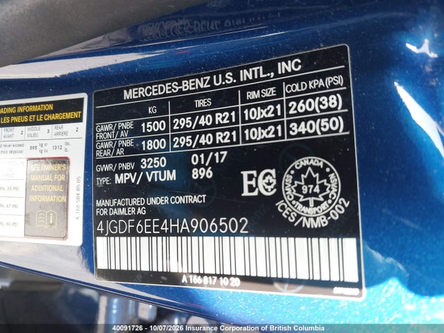 4JGDF6EE4HA906502 Mercedes-Benz Gls Gls 450