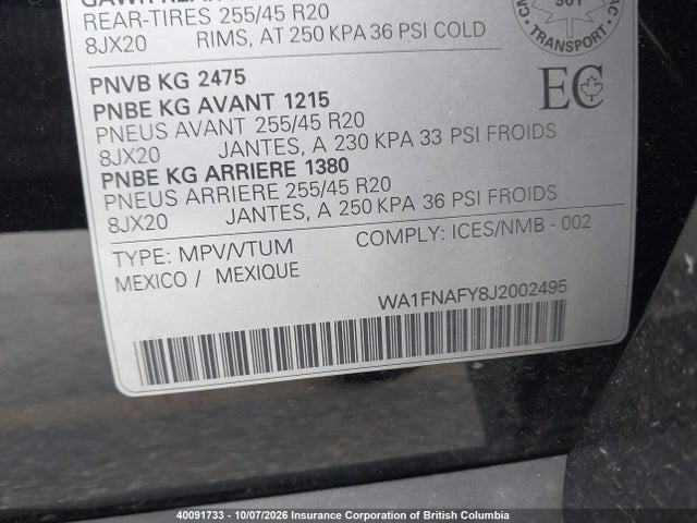 WA1FNAFY8J2002495 Audi Q5