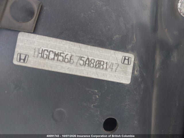 Продаж на аукціоні авто 2005 Honda Accord Ex-l, vin: 1HGCM56675A808147, номер лоту: 40091743