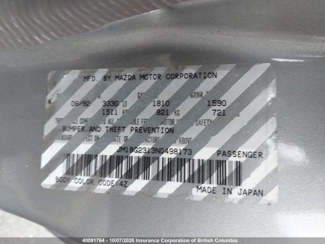 Продаж на аукціоні авто 1992 Mazda 323, vin: JM1BG2313N0498173, номер лоту: 40091764