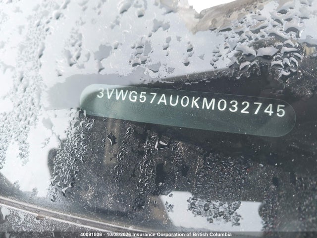 40091806 :رقم المزاد ، 3VWG57AU0KM032745 vin ، 2019 Volkswagen Golf مزاد بيع