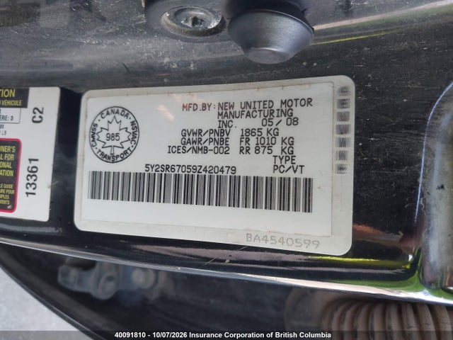 2009 Pontiac Vibe მანქანა იყიდება აუქციონზე, vin: 5Y2SR67059Z420479, აუქციონის ნომერი: 40091810