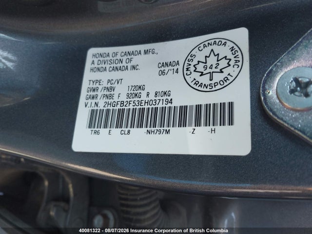 2HGFB2F53EH037194 Honda Civic Lx