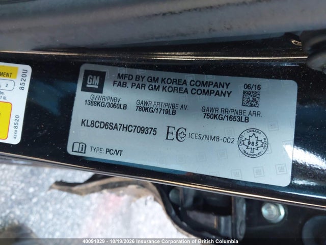 KL8CD6SA7HC709375 Chevrolet Spark