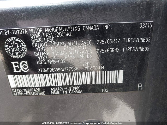 2T3WFREV8FW177966 Toyota Rav4 Xle