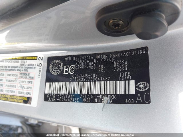 Aukcja sprzedaży 2006 Toyota Corolla Ce/le/s, vin: 2T1BR32E76C644487, numer aukcji: 40083828