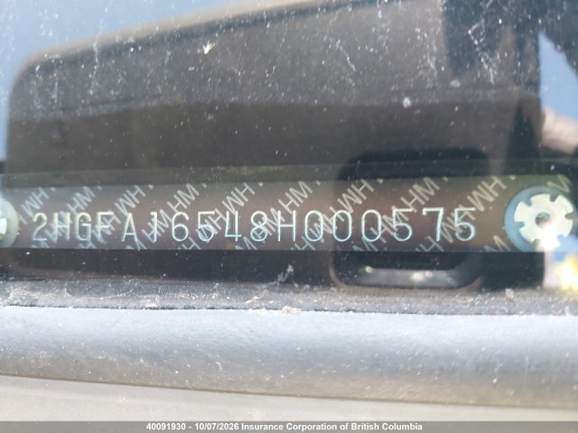 Aukcja sprzedaży 2008 Honda Civic, vin: 2HGFA16548H000575, numer aukcji: 40091930