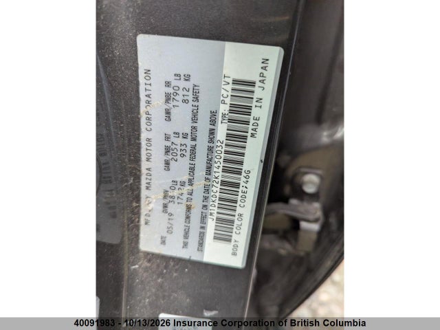 40091983 :رقم المزاد ، JM1DKDC72K1450032 vin ، 2019 Mazda Cx-3 مزاد بيع