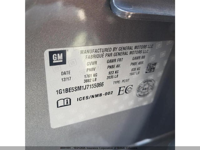 40091991 :رقم المزاد ، 1G1BE5SM1J7155066 vin ، 2018 Chevrolet Cruze مزاد بيع