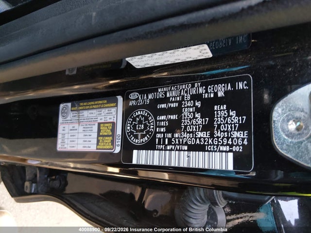KIA Sorento L/lx 2019 5XYPGDA32KG594064 Image 9