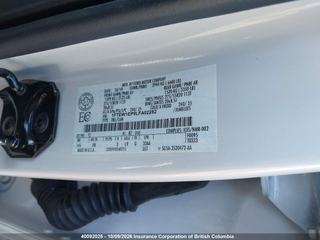 Продаж на аукціоні авто 2020 Ford F150, vin: 1FTEW1EP9LFA02282, номер лоту: 40092025