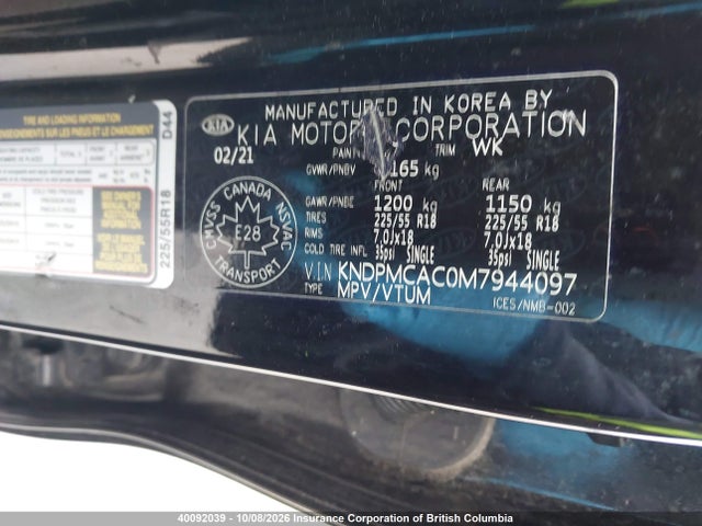 Aukcja sprzedaży 2021 Kia Sportage Lx/lx S, vin: KNDPMCAC0M7944097, numer aukcji: 40092039