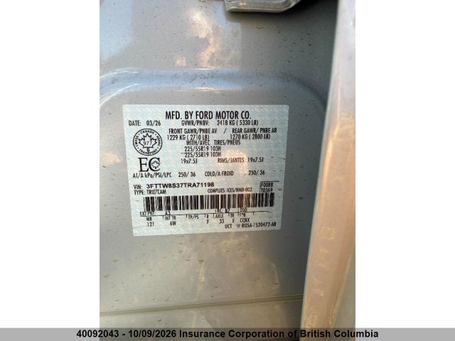 40092043 :رقم المزاد ، 3FTTW8S37TRA71198 vin ، 2026 Ford Maverick Lariat مزاد بيع