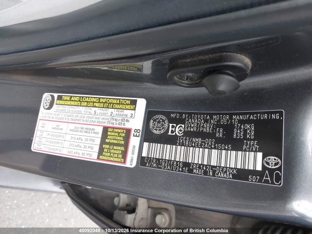 Продажа на аукционе авто 2010 Toyota Corolla S/le/xle, vin: 2T1BU4EE2AC415045, номер лота: 40092048