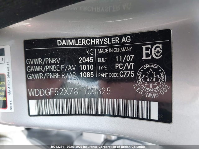 Продаж на аукціоні авто 2008 Mercedes-benz C 230, vin: WDDGF52X78F100325, номер лоту: 40082281