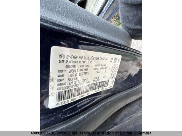 40092090 :رقم المزاد ، 1D4GP24R95B378931 vin ، 2005 Dodge Grand Caravan Se مزاد بيع