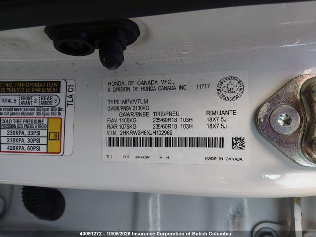 Honda CR-V EXL 2018 2HKRW2H8XJH102969 Image 9