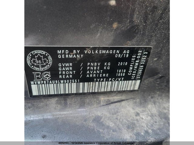 WVWPR7AU9LW902551 Volkswagen Golf