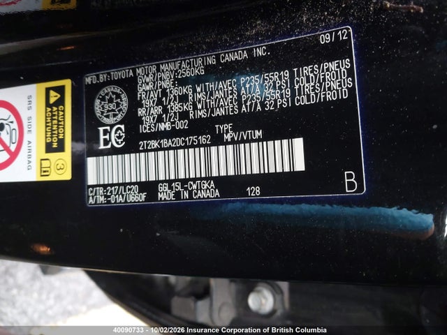40090733 :رقم المزاد ، 2T2BK1BA2DC175162 vin ، 2013 Lexus Rx 350/base/f Sport مزاد بيع