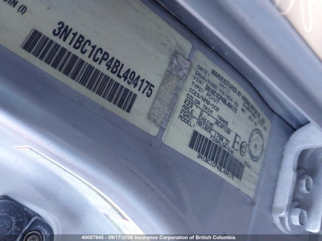 Aukcja sprzedaży 2011 Nissan Versa S/sl, vin: 3N1BC1CP4BL494175, numer aukcji: 40087945